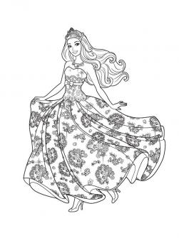 Барби принцесса Раскраски с цветами распечатать бесплатно