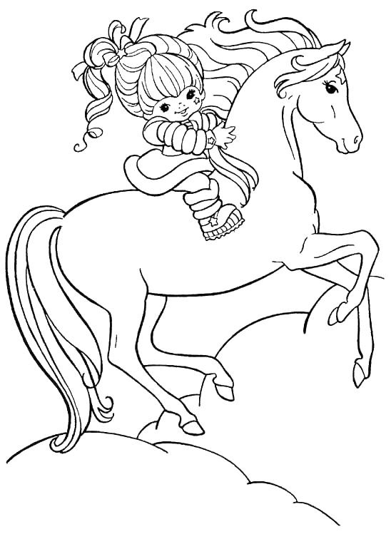 Лошадки Раскраски для девочек онлайн Лошадь с девочкой
