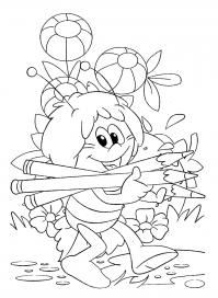 Пчелка собирает карандаши Раскраски с цветами распечатать бесплатно