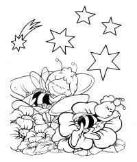 Пчелки спят Раскраски с цветами распечатать бесплатно