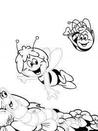 Пчелка и друзья летают Раскраски с цветами распечатать бесплатно