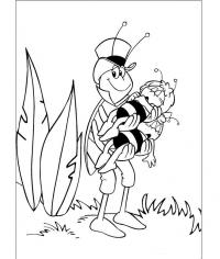 Мистер жук несет спящих пчелок на руках Раскраски красивые цветы