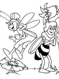 Пчелка и кузнечик Раскраски красивые цветы