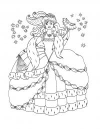 Принцесса на балу Раскраски с цветами распечатать бесплатно
