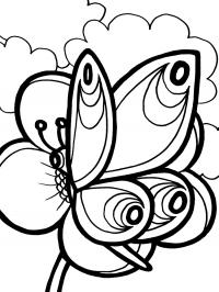 Цветок с бабочкой Раскраска цветок для скачивания