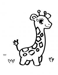 Маленький жираф Раскраски с цветами распечатать бесплатно