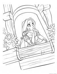 Рапунцель у балкона замка Раскраски для девочек онлайн