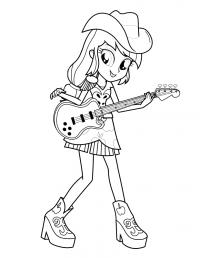 Девочка с гитарой Для детей онлайн раскраски с цветами