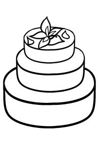 Трехступенчатый торт Раскраски с цветами распечатать бесплатно