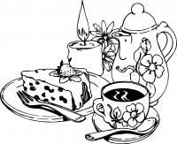 Торт к чаю Черно белые раскраски цветов