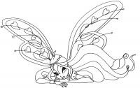 У блума крылья с сердечками Раскраски цветочки для детей бесплатно 