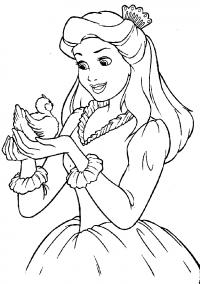 Принцесса с птичкой Раскраски цветы для девочек