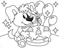 Собачка с тортиком и шарами Скачать и распечатать раскраски цветов бесплатно