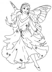 Принцесса с крыльями Раскраски с цветами распечатать бесплатно
