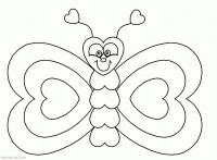 Бабочка из сердечек Раскраски цветы онлайн скачать и распечатать