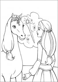 Девушка с конем Раскраска цветок для скачивания