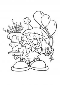 Клон с тортом и воздушными шарами Раскраски цветы для девочек