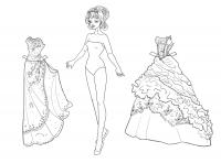 Одень куклу, пышные платья Галерея раскрасок с цветами онлайн