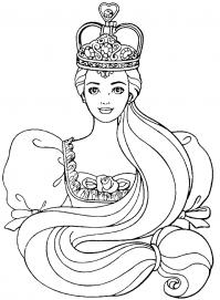 Принцесса с короной Раскраски с цветами распечатать бесплатно