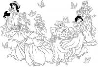 Принцессы из диснеевских мультфильмов Раскраски цветы для девочек