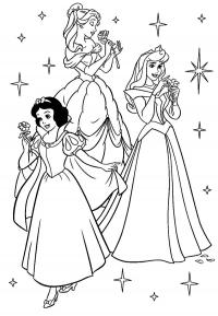 Три диснеевские принцессы Раскраски цветы для девочек