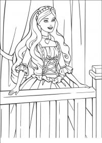 Принцесса на балконе в красивом платье Раскраски с цветами распечатать бесплатно