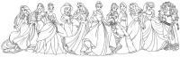 Одиннадцать принцесс диснеевских мультфильмов Раскраски цветы для девочек