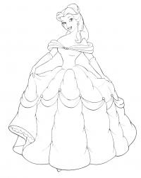 Принцесса в бальном платье Детские цветы распечатать