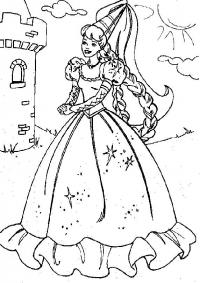 Принцесса возле замка Раскраски с цветами распечатать бесплатно