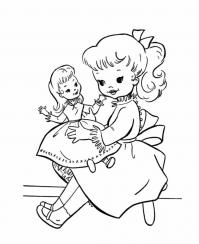 Девочка с куклой Разукрашки цветы