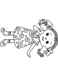 Кукла в платье в цветочек Раскраски с цветами распечатать бесплатно