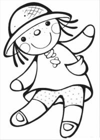 Тряпочная кукла в шляпе Раскраски детские с цветами