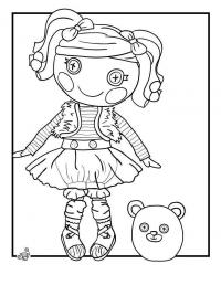 Кукла с хвостиками и глазами пуговками с мишкой Раскраски детские с цветами
