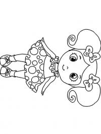 Кукла с хвостиками Раскраски с цветами распечатать бесплатно