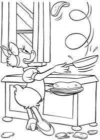 Утка жарит блины на кухне Раскраски для девочек скачать
