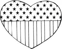 Американский флаг в сердце Раскраски цветы онлайн скачать и распечатать