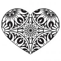 Сердце с цветочным узором внутри Раскраски цветы онлайн скачать и распечатать