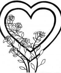 Сердце с розами Раскраски цветы онлайн скачать и распечатать