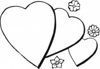 Три сердца с цветами Раскраски с цветами распечатать бесплатно