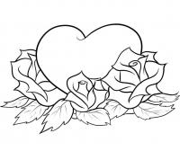 Розы вокруг сердца Раскраски цветы онлайн скачать и распечатать