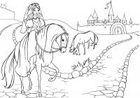 Принцесса на лошади Раскраски для девочек онлайн