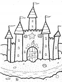 Замок принцессы на песке Раскраски для девочек онлайн