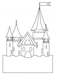 Замок принцессы с флагом Раскраски для девочек онлайн