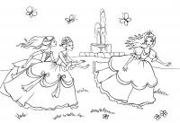 Принцессы играют во дворце Раскраски с цветами распечатать бесплатно