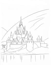 Замок принцессы среди холмов Раскраски для девочек онлайн