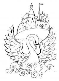 Замок принцессы лебедь Раскраски для девочек онлайн