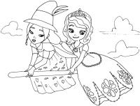 Принцесса и колдунья летят на метле Раскраски цветы для девочек