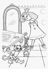 Принцесса в замке из мультфильма про кота в сапогах Раскраски для девочек онлайн
