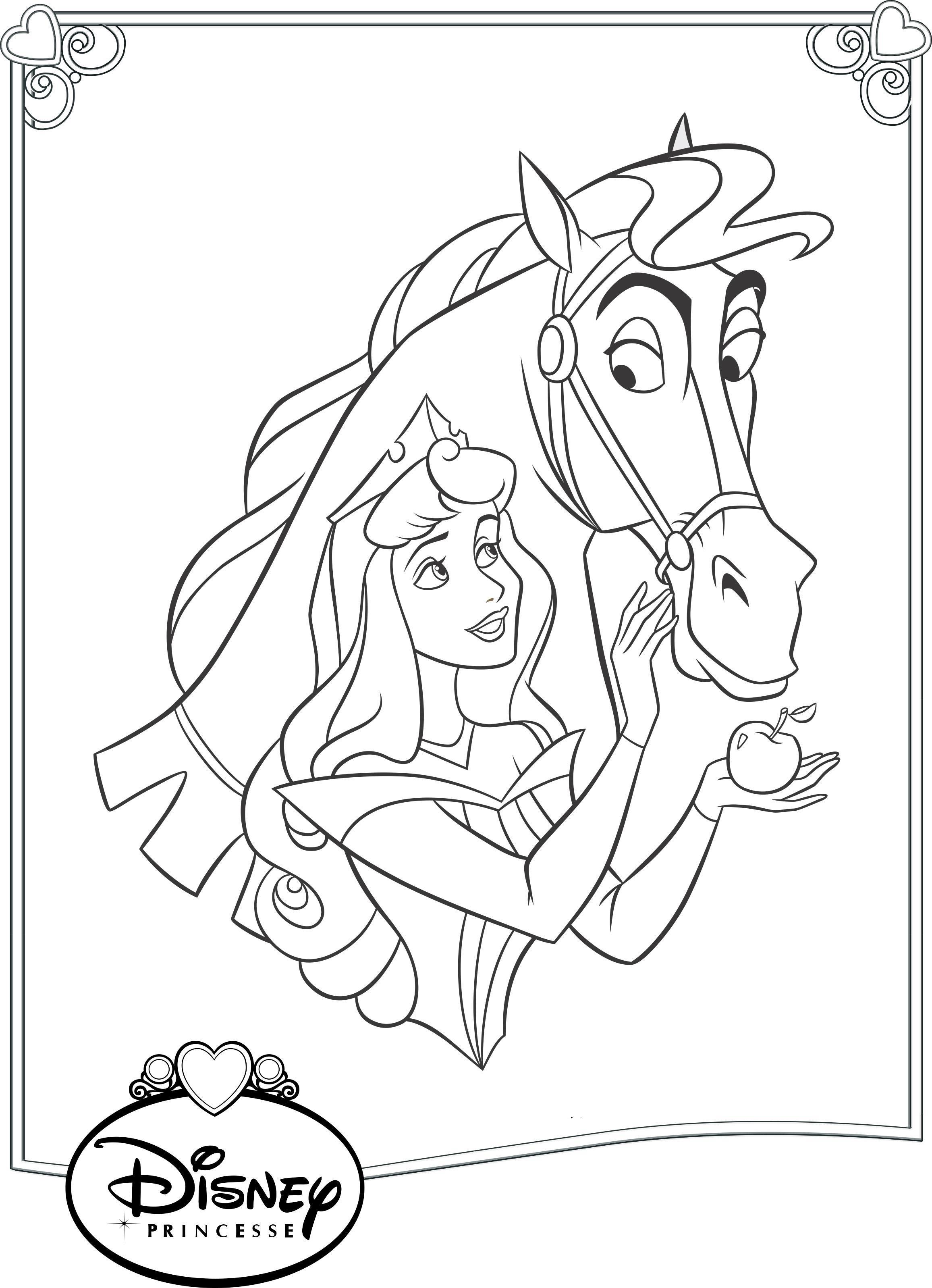 Раскраска принцесса и лошадь для детей