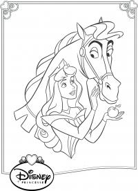 Принцесса и лошадь Раскраски с цветами распечатать бесплатно